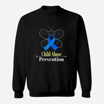 Child Awareness Butterfly Blue Ribbon Sweatshirt | Crazezy DE