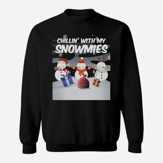Chillin' With My Snowmie's Christmas Xmas Snowman Sweatshirt Sweatshirt | Crazezy AU