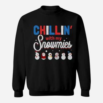 Chillin With My Snowmies Squad Friends Snowman Xmas Sweatshirt - Monsterry UK