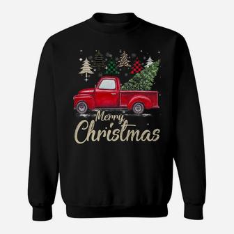 Chrismas Red Truck With Buffalo Plaid And Leopard Xmas Trees Sweatshirt | Crazezy CA