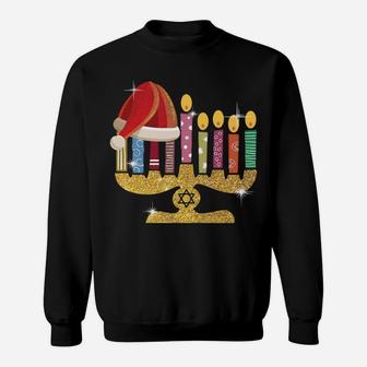 Chrismukkah Hannukah Santa Hat Funny Christmas Xmas Sweatshirt Sweatshirt | Crazezy AU