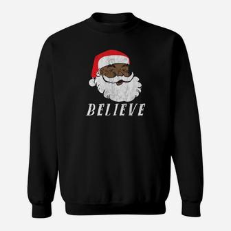 Christmas African American Black Santa Claus Sweatshirt Sweatshirt | Crazezy