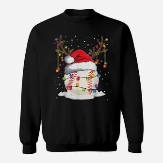 Christmas Baseball Reindeer Funny Santa Hat Xmas Kids Sweatshirt | Crazezy CA