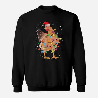 Christmas Chicken Shirt Hen Tree Lights Xmas Funny Chicken Sweatshirt | Crazezy DE