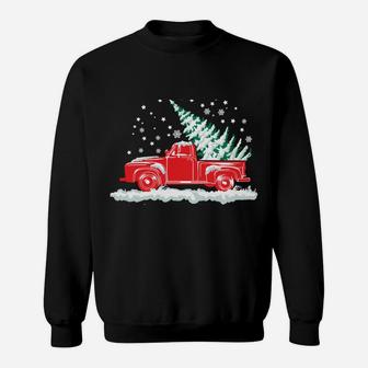 Christmas Classic Old Red Truck Vintage Pick Up Xmas Tree Sweatshirt Sweatshirt | Crazezy DE