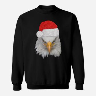 Christmas Eagle Patriotic Bald Eagle With Santa Hat Sweatshirt Sweatshirt | Crazezy