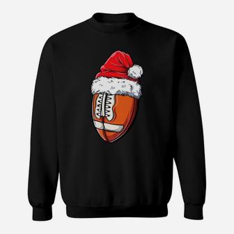 Christmas Football Ball Santa Hat Funny Sport Xmas Boys Kids Sweatshirt | Crazezy DE