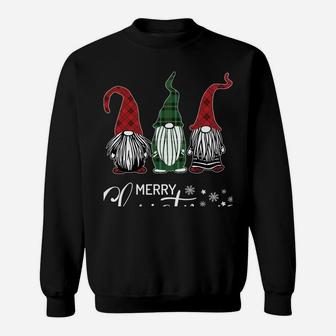 Christmas Gnomes In Plaid Hats Funny Gift Merry Xmas Graphic Sweatshirt | Crazezy UK