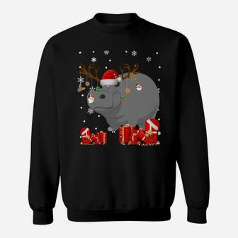 Christmas Hippo Funny Santa Reindeer Hippo Lover Gifts Sweatshirt Sweatshirt | Crazezy DE