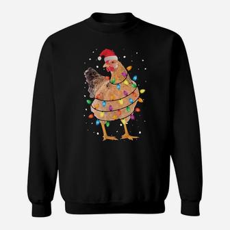 Christmas Lights Chicken Shirt Santa Funny Xmas Tree Chicken Sweatshirt | Crazezy CA