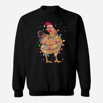 Christmas Lights Chicken Shirt Santa Funny Xmas Tree Chicken Sweatshirt Sweatshirt | Crazezy