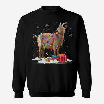 Christmas Lights Goat Celebrates Xmas Party For Goat Lover Sweatshirt Sweatshirt | Crazezy DE
