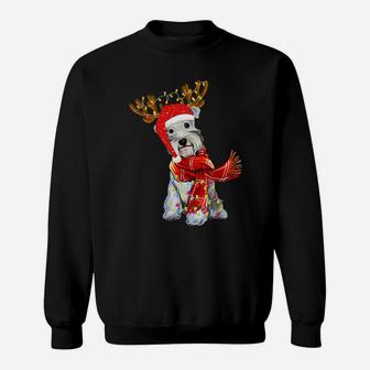 Christmas Lights Schnauzer Dog Lover Dog Dad Dog Mom Sweatshirt Sweatshirt | Crazezy UK