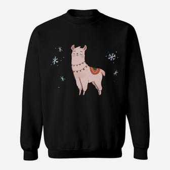 Christmas Llama Funny Cute Animal Alpaca Family Pajama Gift Sweatshirt Sweatshirt | Crazezy