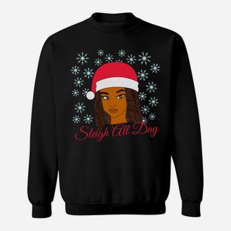 Christmas Melanin Sleigh All Day Sweatshirt Sweatshirt | Crazezy