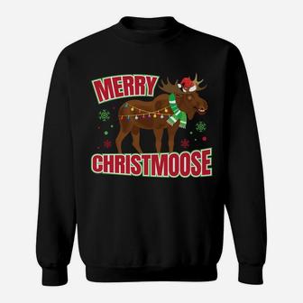 Christmas Merry Christmoose Moose Antlers Design Sweatshirt Sweatshirt | Crazezy