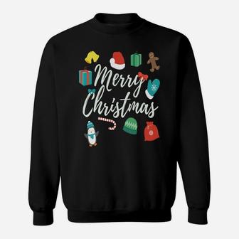 Christmas Merry Presents Gifts Candy Cane Design Sweatshirt Sweatshirt | Crazezy UK