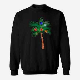 Christmas Ornaments Palm Tree Hawaii Tropical Family Xmas Sweatshirt Sweatshirt | Crazezy