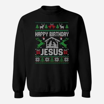 Christmas Outfit Happy Birthday Jesus Holiday Ugly Sweater Sweatshirt Sweatshirt | Crazezy UK