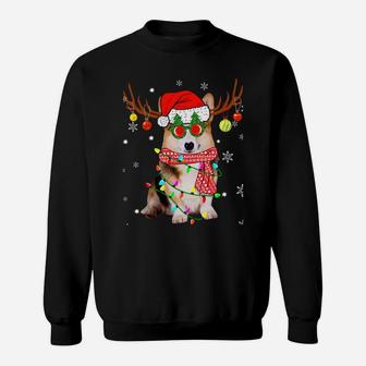 Christmas Pajama Corgi Xmas Lights Dog Dad Mom Sweatshirt Sweatshirt | Crazezy DE