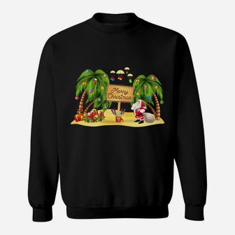 Christmas Palm Tree Tropical Xmas Coconut Lights Pajamas Sweatshirt Sweatshirt | Crazezy UK