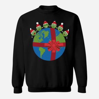 Christmas Peas On Earth World Peace Pea Design Sweatshirt Sweatshirt | Crazezy