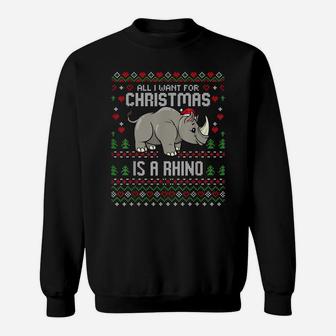 Christmas Rhino Ugly Xmas Sweater Christmas Rhinoceros Lover Sweatshirt | Crazezy
