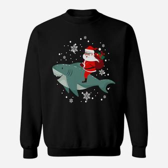 Christmas Santa Claus Riding Shark Design Sweatshirt Sweatshirt | Crazezy UK