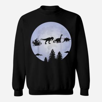 Christmas Santa Dinosaur - Moon Dinosaur Sleigh Sweatshirt | Crazezy DE