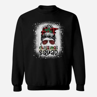 Christmas Squad Xmas Tree Lights Leopard Messy Bun Bleached Sweatshirt | Crazezy AU