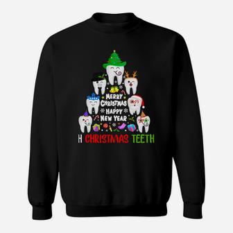 Christmas Teeth Funny Dental Gift Dentist Hygienist Xmas Sweatshirt Sweatshirt | Crazezy CA