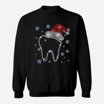 Christmas Tooth Santa Hat Funny Dentist Dental Assistant Sweatshirt Sweatshirt | Crazezy UK