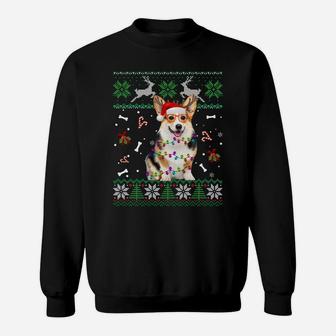 Christmas Tree Corgi Pajama Lights Dog Dad Mom Sweatshirt Sweatshirt | Crazezy CA