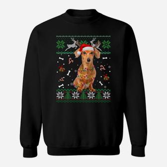Christmas Tree Dachshund Pajama Lights Dog Dad Mom Sweatshirt Sweatshirt | Crazezy