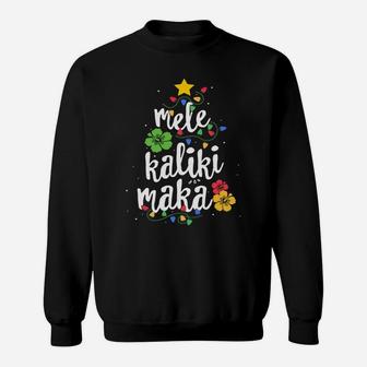 Christmas Tree Light Mele Kalikimaka Tropical Hawaii Sweatshirt | Crazezy DE