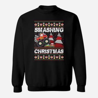 Christmas Truck Shirt Funny Monster Truck Boys Gift Sweatshirt Sweatshirt | Crazezy UK