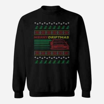 Christmas Ugly Sweater Merry Driftmas Car Design Sweatshirt | Crazezy CA