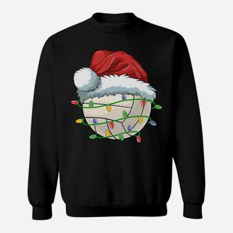 Christmas Volleyball Ball Santa Hat Light Funny Sport Xmas Sweatshirt Sweatshirt | Crazezy UK