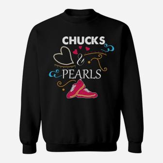 Chucks And Pearls Valentine Mum And Daughter Sweatshirt - Monsterry