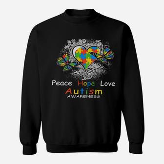 Classic Peace Hope Love Autism Awareness Sweatshirt - Monsterry DE