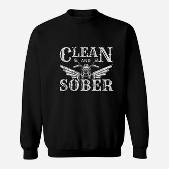 Clean And Sober Biker Vintage Sobriety Sweatshirt | Crazezy