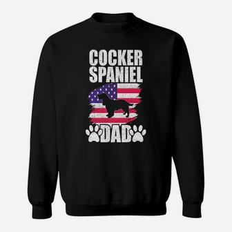 Cocker Spaniel Dad Dog Lover American Us Flag Sweatshirt | Crazezy