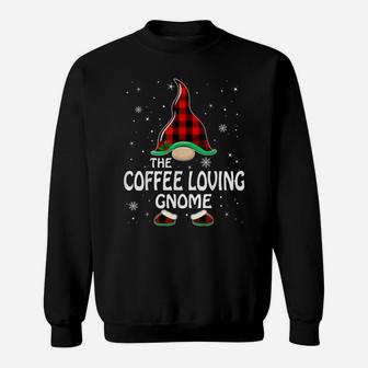 Coffee Loving Gnome Buffalo Plaid Matching Family Christmas Sweatshirt | Crazezy