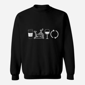 Coffee Spin Wine Repeat Funny Spinning Class Workout Gym Sweatshirt | Crazezy DE