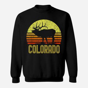 Colorado Elk Hunter Dad Vintage Retro Sun Bow Hunting Gift Sweatshirt | Crazezy CA