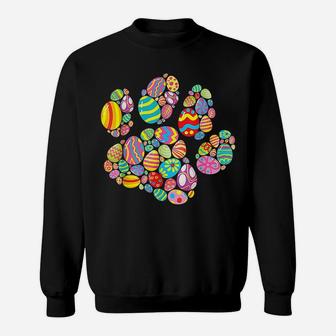 Colorful Egg Easter Paw Funny Dog Cat Lovers Easter Day Gift Sweatshirt | Crazezy