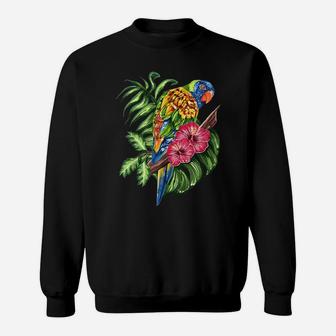 Colorful Parrot Bird Tropical Flower Sweatshirt | Crazezy AU