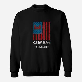 Combat Engineer American Flag Distressed Us Military Sweatshirt - Monsterry