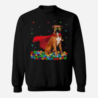 Cool Boxer Autism Awareness Graphic Dog Lover Sweatshirt - Monsterry DE