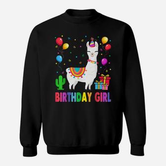 Cool Cute Alpaca Llama Cactus Girls Birthday Party Animal Sweatshirt | Crazezy
